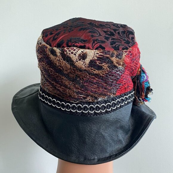 One Of A Kind Hand Made Mixed Media Bucket Hat New - Picture 4 of 13